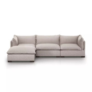 Four Hands Westwood 3 - Piece Sectional With Ottoman - Bayside Pebble