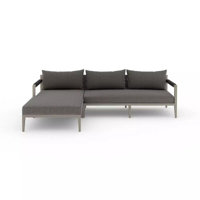 Four Hands Sherwood Outdoor 2 - Piece Sectional, Weathered Grey - Left Chaise - Charcoal