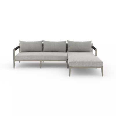 Four Hands Sherwood Outdoor 2 - Piece Sectional, Weathered Grey - Right Chaise - Faye Ash