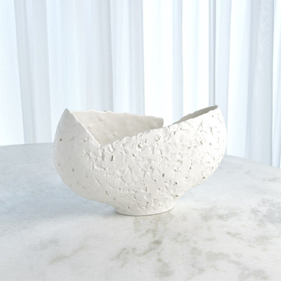 Asymmetrical Stipple Bowl - Matte White