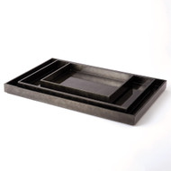 Gunmetal Silver Leaf Rectangle Tray - Lg