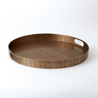 Kokoro Etched Round Tray - Brass