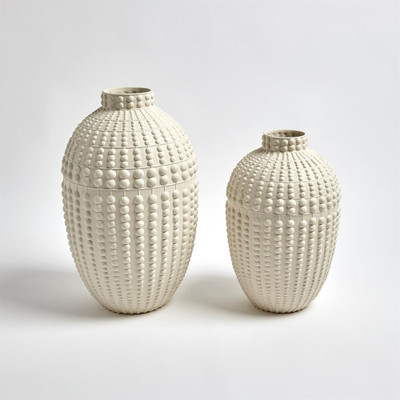 Nail Head Vase - Rustic White - Lg