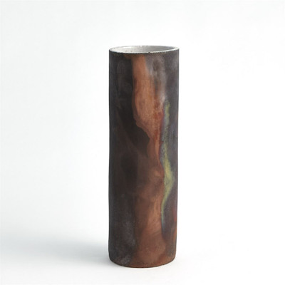 Rust Cylinder Raku Vase - Sm