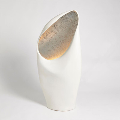Cowl Lamp - White w/Silver Leaf - Lg