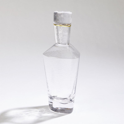 Hammered Decanter - Clear W/Gold Rim