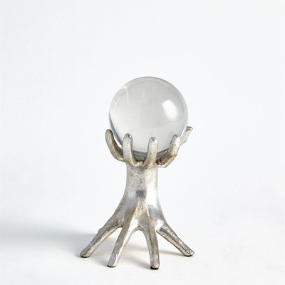 Hands on Sphere Holder - Silver Leaf - Sm