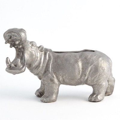 Hippo Planter - Silver