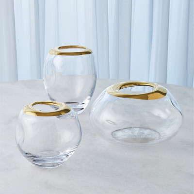 Organic Formed Vase - Gold Rim - Med