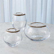 Organic Formed Vase - Platinum Rim - Lg