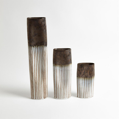 Reactive Bronze Stripe Oval Vase - Lg