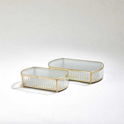 Reeded Glass Oval Box - Lg