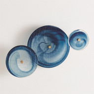 S/3 Crosshatched Wall Discs - Blue Swirl