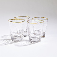 S/4 Hammered DOF Glasses - Clear W/Gold Rim