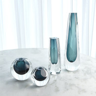 Square Cut Glass Vase - Azure