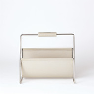 Vivien Literature Holder - Nickel w/Grey Leather