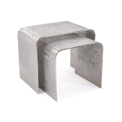 A Set of Textured Nesting Tables in Nickel
