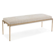 Metal Gold Upholstered Bench - Long - Cream Fabric