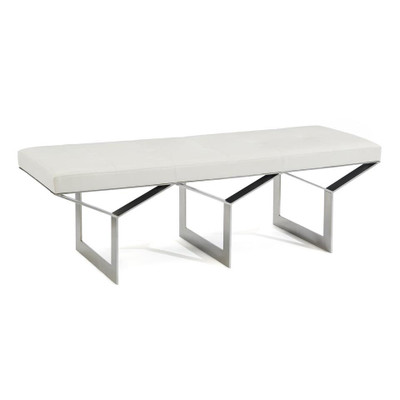 Transverse Leather and Steel Bench