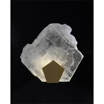 Moonlight Sonata: Selenite Pane Single-Light Wall Sconce in Antique Brass Finish