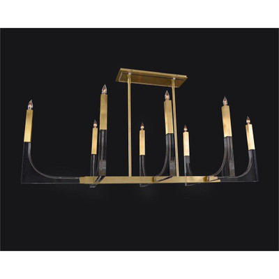 Genesis: Acrylic Eight-Light Chandelier with Antique Brass