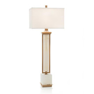 Buffet Lamp in Coffee Bronze and White Alabaster