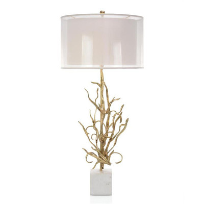 Swirling Reeds in Brass Table Lamp