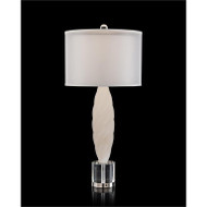 Alabaster Table Lamp with Crystal Base - Ovoid