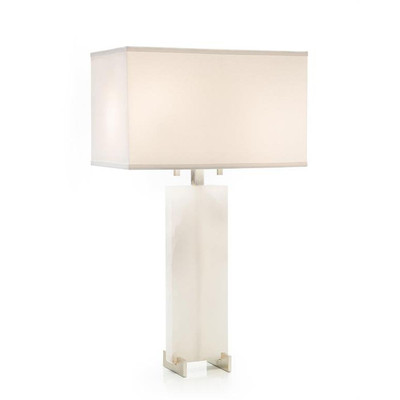 Alabaster Table Lamp with Crystal Base - Cone
