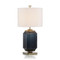 Navy Blue Glass and Brass Table Lamp