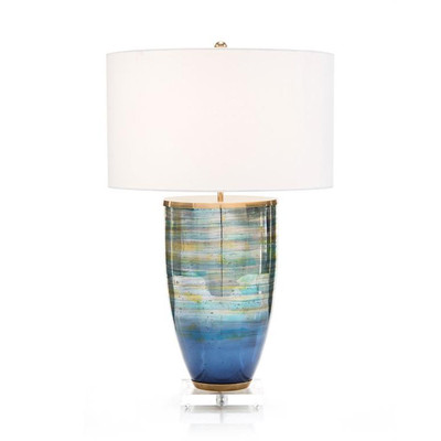 Blue Striated Glass Table Lamp