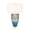 Blue Striated Glass Table Lamp