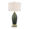 Emerald Green Etched Glass Table Lamp