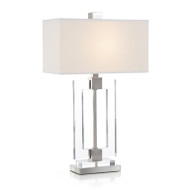 Glass and Brushed Nickel Frame Table Lamp