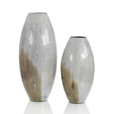 Set of Two Enameled Vases in Shades of the Earth