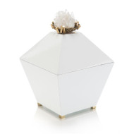 Crystal Quartz and Brass Cluster on White Box