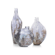 Set of Three Sky-Gray Crackled Glass Vases