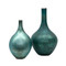 Set of Two Peacock Blue Iridescent Vases