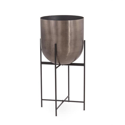 Brushed Smoky Black Iron Planter I