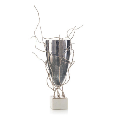 Profusion of Saplings in Nickel with Glass Vase