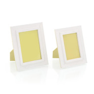 Set of Two Warm White Leather Photo Frames