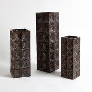 Square Grid Vase - Bronze - Lg