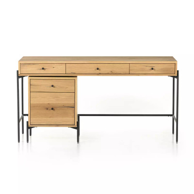 Four Hands Eaton Desk W/ Filing Cabinet - Light Oak Resin