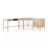 Four Hands Clarita Desk System W/ Filing Cabinet - White Wash Mango