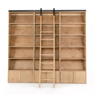 Four Hands Bane Triple Bookshelf W/ Ladder - Smoked Pine