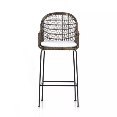 Four Hands Bandera Outdoor Bar Stool - Distressed Grey - White