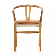 Four Hands Muestra Dining Chair W/ Cushion - Natural Teak - Whiskey Saddle