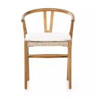 Four Hands Muestra Dining Chair W/ Cushion - Natural Teak - Cream Shorn Sheepskin