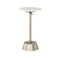 Four Hands Bree Adjustable Accent Table - Antique Pewter - White Marble (Store)