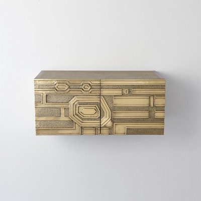 Global Views Abstract Block Cabinet - Left - Brass